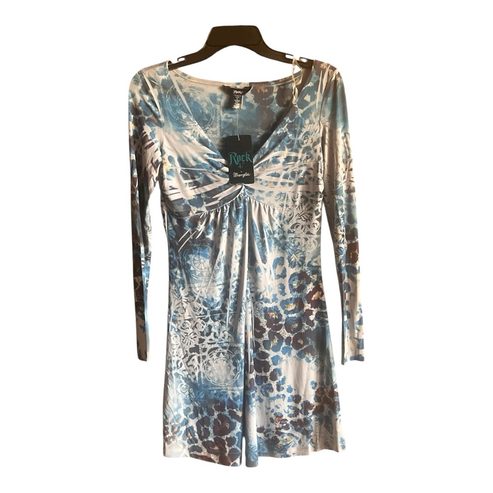 Wrangler Blue and White Long Sleeve Dress